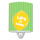 Lemon Life is Good Ceramic Night Light Compact, UL-Certified, Ideal for Bedroom, Bathroom, Nursery, Hallway, Kitchen, 6x4x3, Multicolor