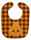 Fall Leaf on Gingham Baby Bib Easy-Clean Baby Bib Baby Feeding Accessory Baby Mealtime Essential, 10 x 13, Multicolor