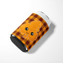 Fall Leaf on Gingham Can or Bottle Hugger Cooler Sleeve for Standard 12 oz Cans, Insulated Foam Beer & Soda Can Hugger Reusable