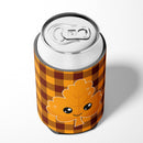 Fall Leaf on Gingham Can or Bottle Hugger Cooler Sleeve for Standard 12 oz Cans, Insulated Foam Beer & Soda Can Hugger Reusable
