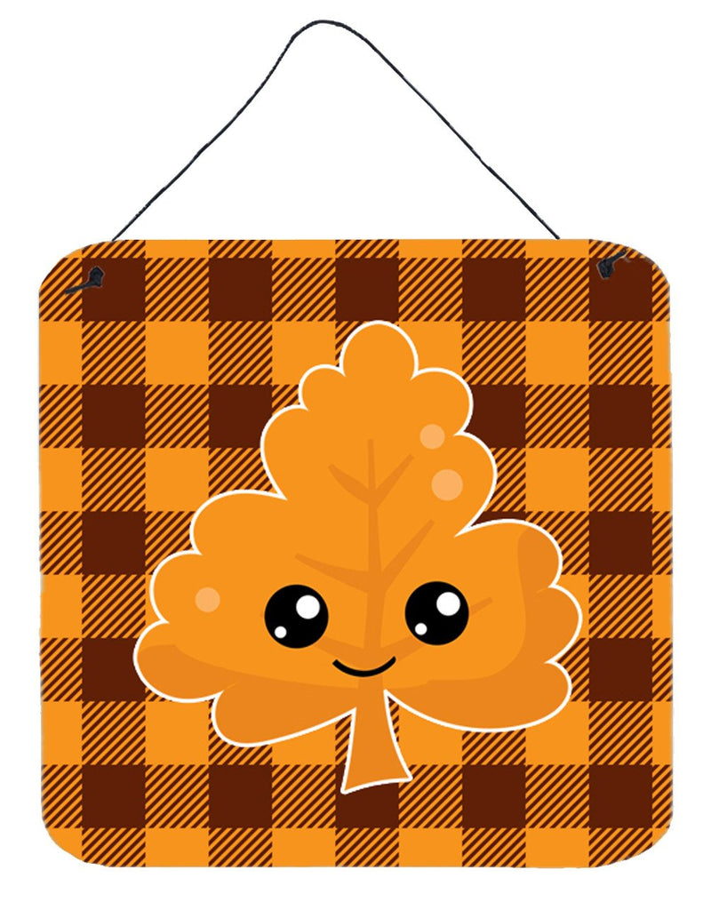 Fall Leaf on Gingham Wall or Door Hanging Prints BB7109DS66