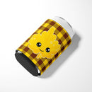 Fall Leaf on Gingham Can or Bottle Hugger Cooler Sleeve for Standard 12 oz Cans, Insulated Foam Beer & Soda Can Hugger Reusable