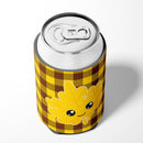 Fall Leaf on Gingham Can or Bottle Hugger Cooler Sleeve for Standard 12 oz Cans, Insulated Foam Beer & Soda Can Hugger Reusable