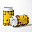 Fall Leaf on Gingham Can or Bottle Hugger Cooler Sleeve for Standard 12 oz Cans, Insulated Foam Beer & Soda Can Hugger Reusable