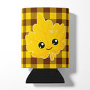 Fall Leaf on Gingham Can or Bottle Hugger Cooler Sleeve for Standard 12 oz Cans, Insulated Foam Beer & Soda Can Hugger Reusable