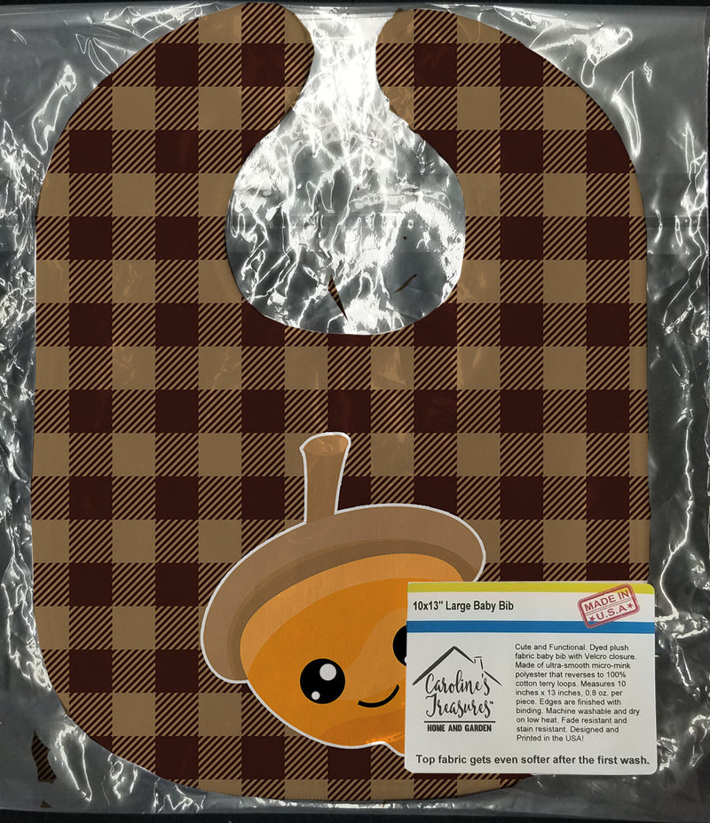 Fall Acorn on Gingham Baby Bib BB7111BIB