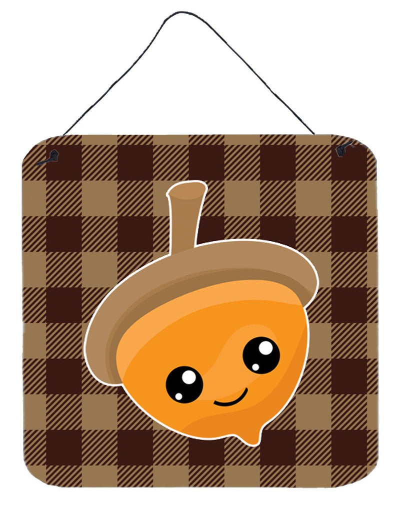 Fall Acorn on Gingham Wall or Door Hanging Prints BB7111DS66