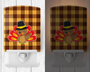 Thanksgiving Turkey Wink Ceramic Night Light Compact, UL-Certified, Ideal for Bedroom, Bathroom, Nursery, Hallway, Kitchen, 6x4x3, Multicolor