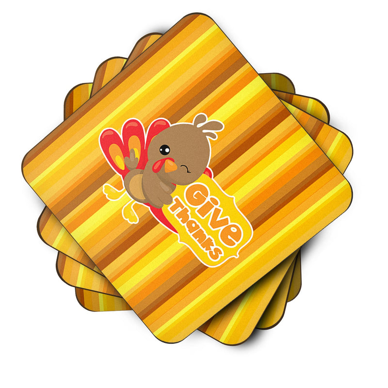 Thanksgiving Turkey Give Thanks Foam Coaster Set of 4 BB7115FC