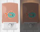 Fish Ceramic Night Light Compact, UL-Certified, Ideal for Bedroom, Bathroom, Nursery, Hallway, Kitchen, 6x4x3, Multicolor