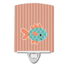 Fish Ceramic Night Light Compact, UL-Certified, Ideal for Bedroom, Bathroom, Nursery, Hallway, Kitchen, 6x4x3, Multicolor