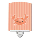 Crab Ceramic Night Light Compact, UL-Certified, Ideal for Bedroom, Bathroom, Nursery, Hallway, Kitchen, 6x4x3, Multicolor