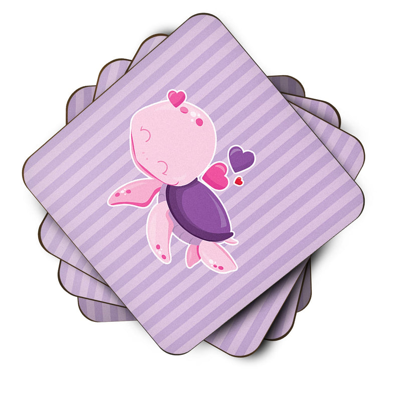 Pink and Purple Turtle Foam Coaster Set of 4 BB7133FC