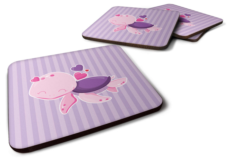 Pink and Purple Turtle Foam Coaster Set of 4 BB7133FC