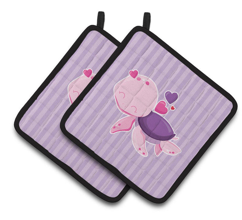 Pink and Purple Turtle Pair of Pot Holders BB7133PTHD