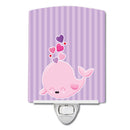 Pink Whale Ceramic Night Light Compact, UL-Certified, Ideal for Bedroom, Bathroom, Nursery, Hallway, Kitchen, 6x4x3, Multicolor