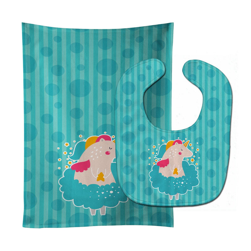 Unicorn Ballerina Baby Bib & Burp Cloth BB7135STBU