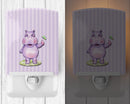 Hippopotamus Ceramic Night Light Compact, UL-Certified, Ideal for Bedroom, Bathroom, Nursery, Hallway, Kitchen, 6x4x3, Multicolor