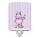 Hippopotamus Ceramic Night Light Compact, UL-Certified, Ideal for Bedroom, Bathroom, Nursery, Hallway, Kitchen, 6x4x3, Multicolor