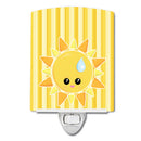 Weather Sun Sprinkle Face Ceramic Night Light Compact, UL-Certified, Ideal for Bedroom, Bathroom, Nursery, Hallway, Kitchen, 6x4x3, Multicolor