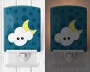 Weather Cloudy Moon Face Ceramic Night Light Compact, UL-Certified, Ideal for Bedroom, Bathroom, Nursery, Hallway, Kitchen, 6x4x3, Multicolor
