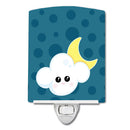 Weather Cloudy Moon Face Ceramic Night Light Compact, UL-Certified, Ideal for Bedroom, Bathroom, Nursery, Hallway, Kitchen, 6x4x3, Multicolor