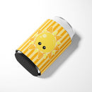 Weather Sunshine Face Can or Bottle Hugger Cooler Sleeve for Standard 12 oz Cans, Insulated Foam Beer & Soda Can Hugger Reusable