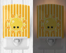 Weather Sunshine Face Ceramic Night Light Compact, UL-Certified, Ideal for Bedroom, Bathroom, Nursery, Hallway, Kitchen, 6x4x3, Multicolor
