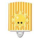 Weather Sunshine Face Ceramic Night Light Compact, UL-Certified, Ideal for Bedroom, Bathroom, Nursery, Hallway, Kitchen, 6x4x3, Multicolor