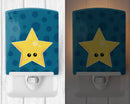 Weather Night Star Face Ceramic Night Light Compact, UL-Certified, Ideal for Bedroom, Bathroom, Nursery, Hallway, Kitchen, 6x4x3, Multicolor