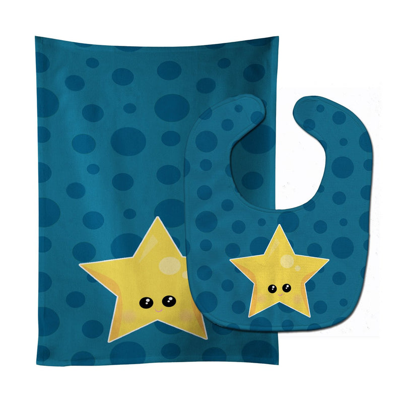 Weather Night Star Face Baby Bib & Burp Cloth BB7159STBU