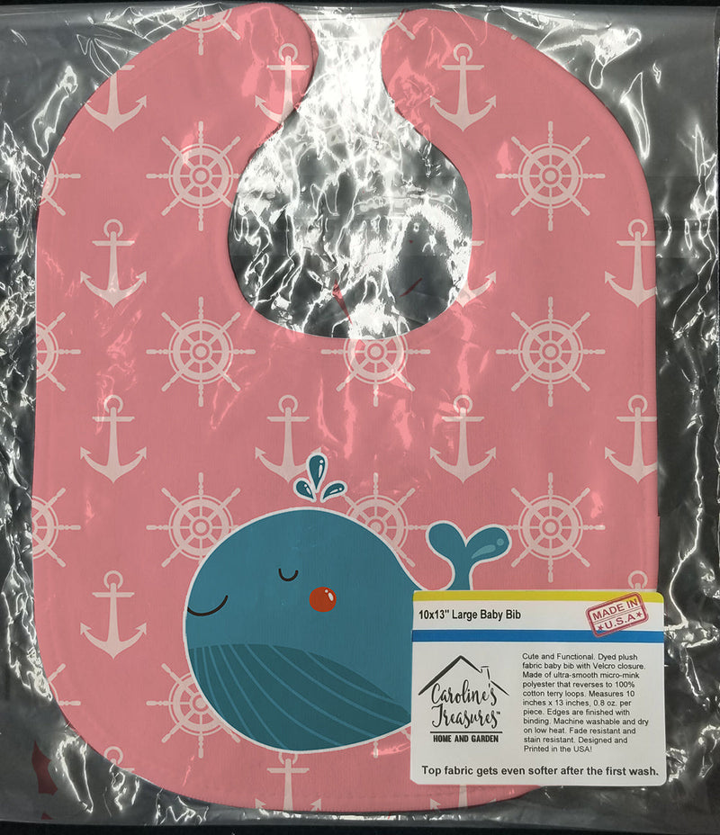 Whale on Pink Nautical Baby Bib BB7160BIB