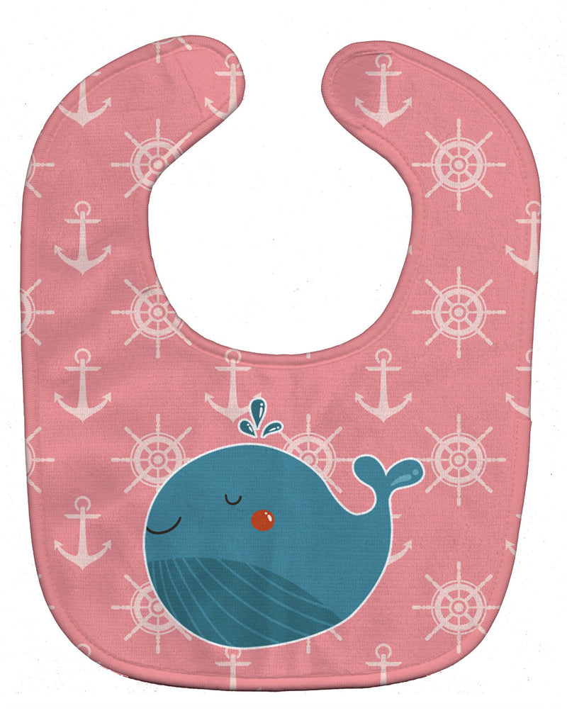 Whale on Pink Nautical Baby Bib BB7160BIB