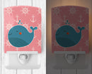 Whale on Pink Nautical Ceramic Night Light Compact, UL-Certified, Ideal for Bedroom, Bathroom, Nursery, Hallway, Kitchen, 6x4x3, Multicolor