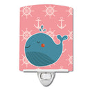 Whale on Pink Nautical Ceramic Night Light Compact, UL-Certified, Ideal for Bedroom, Bathroom, Nursery, Hallway, Kitchen, 6x4x3, Multicolor