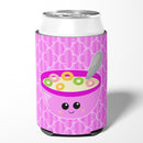 Pink Bowl of Cereal Can or Bottle Hugger Cooler Sleeve for Standard 12 oz Cans, Insulated Foam Beer & Soda Can Hugger Reusable