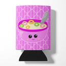 Pink Bowl of Cereal Can or Bottle Hugger Cooler Sleeve for Standard 12 oz Cans, Insulated Foam Beer & Soda Can Hugger Reusable