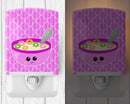 Pink Bowl of Cereal Ceramic Night Light Compact, UL-Certified, Ideal for Bedroom, Bathroom, Nursery, Hallway, Kitchen, 6x4x3, Multicolor