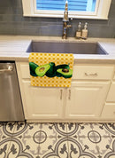 Avacado on Basketweave Kitchen Towel Velour Plush Front and Cotton Loop Back Machine Washable