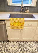 Bananas on Basketweave Kitchen Towel Velour Plush Front and Cotton Loop Back Machine Washable