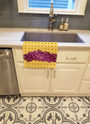 Grapes on Basketweave Kitchen Towel Velour Plush Front and Cotton Loop Back Machine Washable
