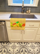 Guavas on Basketweave Kitchen Towel Velour Plush Front and Cotton Loop Back Machine Washable