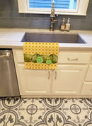 Kiwis on Basketweave Kitchen Towel Velour Plush Front and Cotton Loop Back Machine Washable