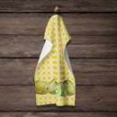 Kiwis on Basketweave Kitchen Towel Velour Plush Front and Cotton Loop Back Machine Washable