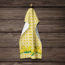 Mangos on Basketweave Kitchen Towel Velour Plush Front and Cotton Loop Back Machine Washable