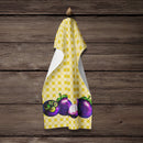Mangosteens on Basketweave Kitchen Towel Velour Plush Front and Cotton Loop Back Machine Washable