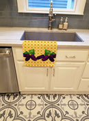 Mulberries on Basketweave Kitchen Towel Velour Plush Front and Cotton Loop Back Machine Washable