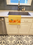 Oranges on Basketweave Kitchen Towel Velour Plush Front and Cotton Loop Back Machine Washable