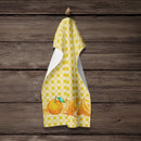 Oranges on Basketweave Kitchen Towel Velour Plush Front and Cotton Loop Back Machine Washable