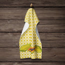 Papayas on Basketweave Kitchen Towel Velour Plush Front and Cotton Loop Back Machine Washable